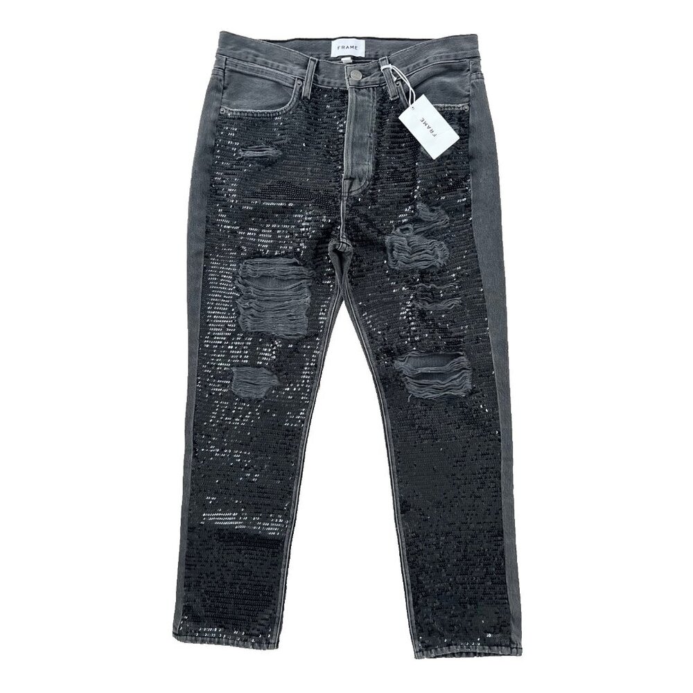 *** Frame Sequin Ripped Jeans Basque Rips Jeans Black ( 27 ) - Picture 5 of 7